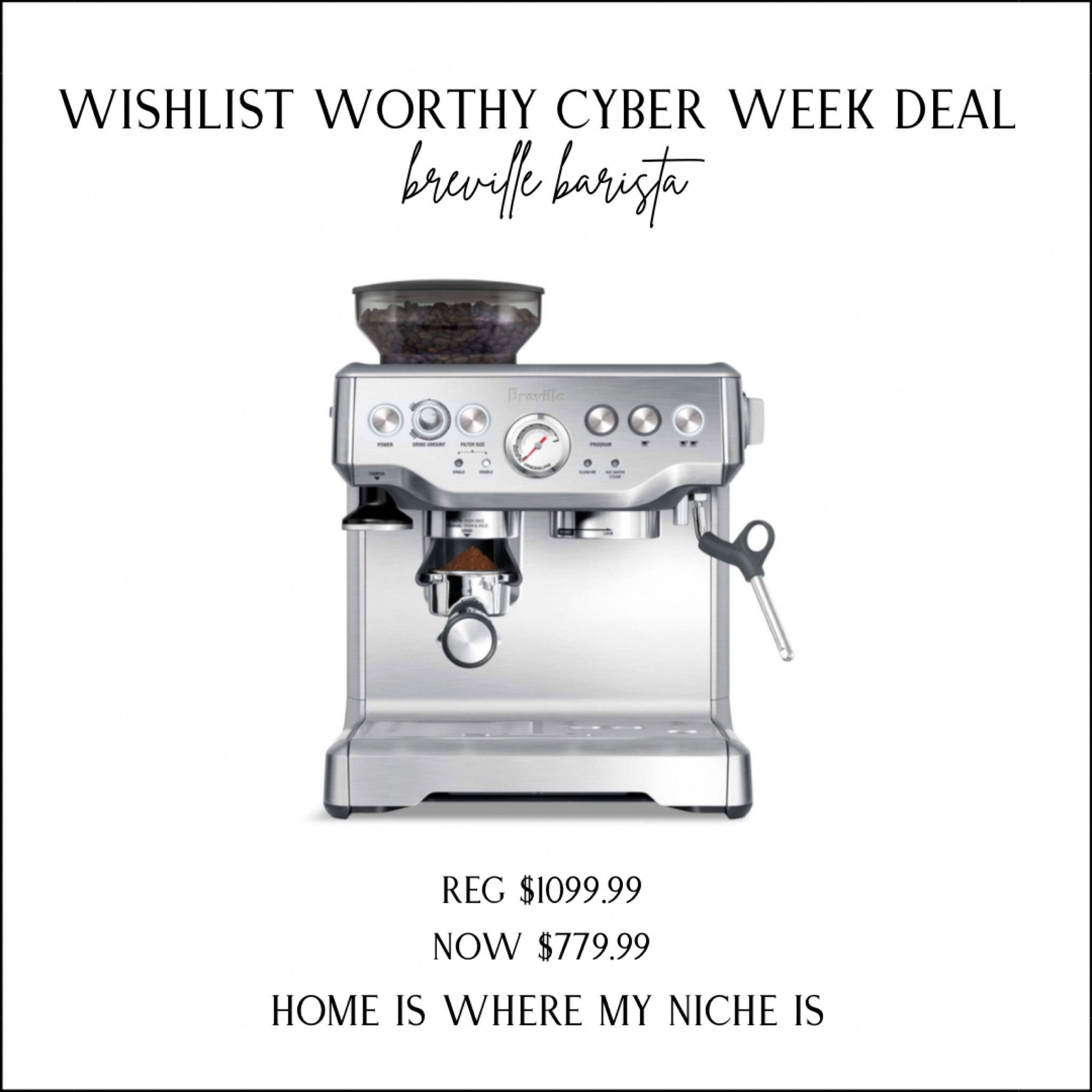 C Y B E R - W E E K / wishlist worthy breville barista 25% off until Nov 30th…what a gorgeous espresso machine, I certainly wouldn’t kick it off my kitchen counter 🤩

Gifts for Her | Canadian Tire | Christmas Gifts#LTKCyberWeek 

#LTKGiftGuide #LTKhome
