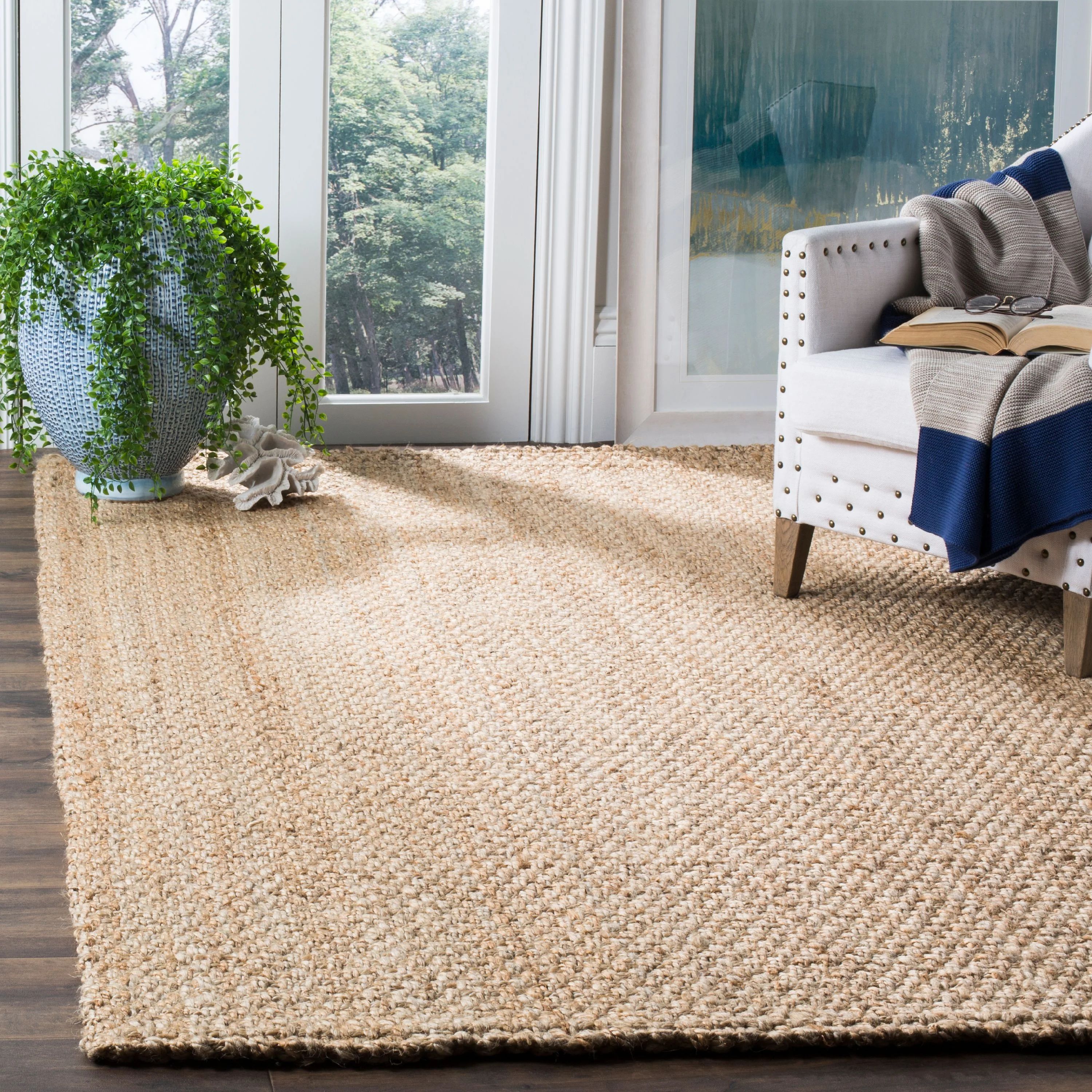 SAFAVIEH Natural Fiber Malcolm Braided Jute Area Rug, Natural, 6' x 9' | Walmart (US)