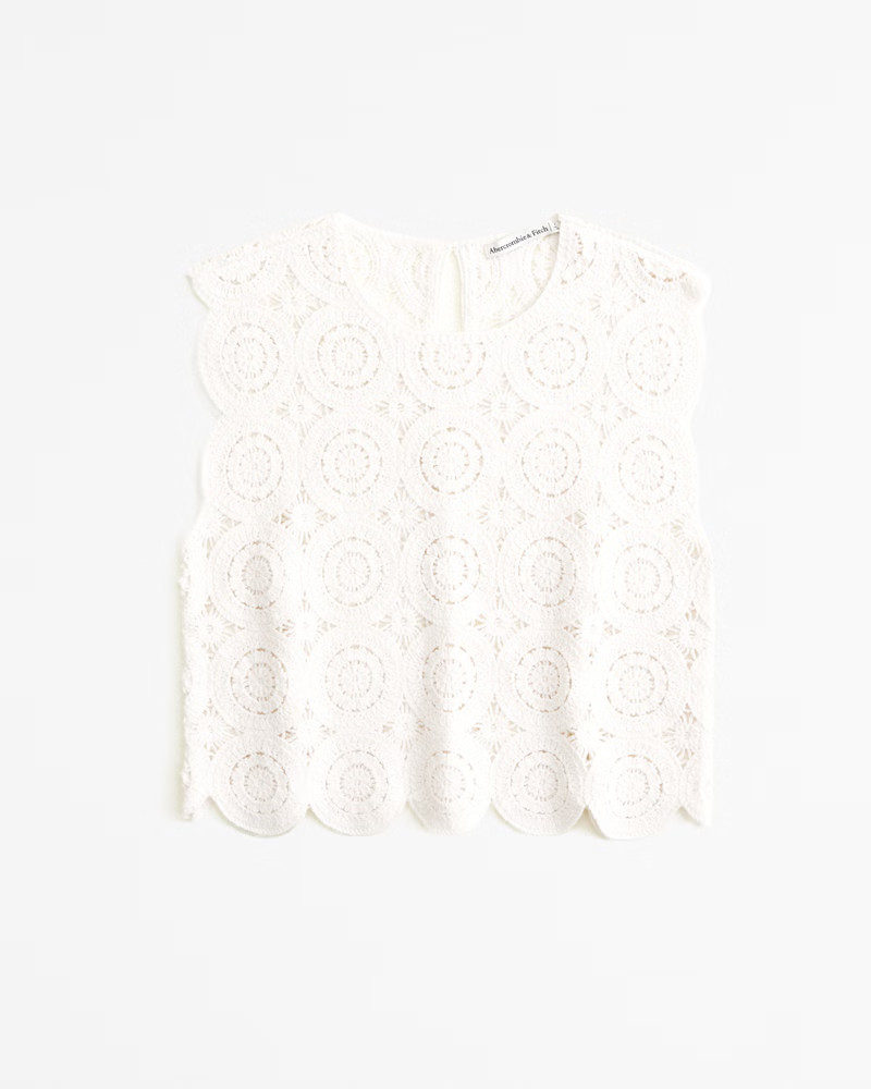 Crochet Mosaic Tile Shell Top | Abercrombie & Fitch (US)