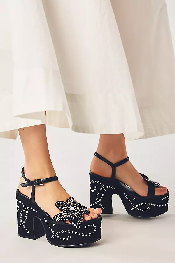 Studded Flower Platform Heel | Anthropologie (US)
