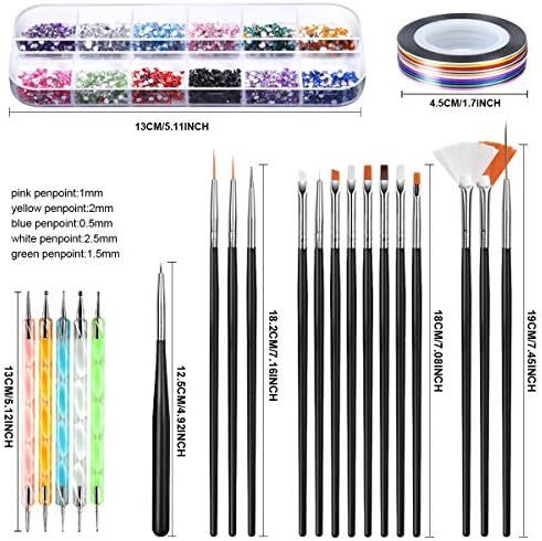 Nail Art Brush, Teenitor 3D Nail Art Decorations Kit with Nail Pen Designer Dotting Tools Colors ... | Amazon (US)