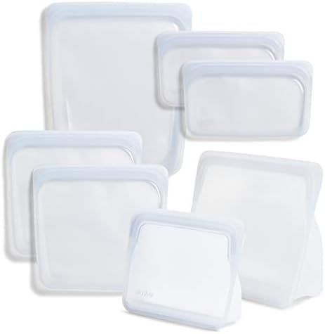 Stasher Silicone Reusable Storage Bag, Bundle 7-Pack (Clear) | Food Meal Prep Storage Container |... | Amazon (US)