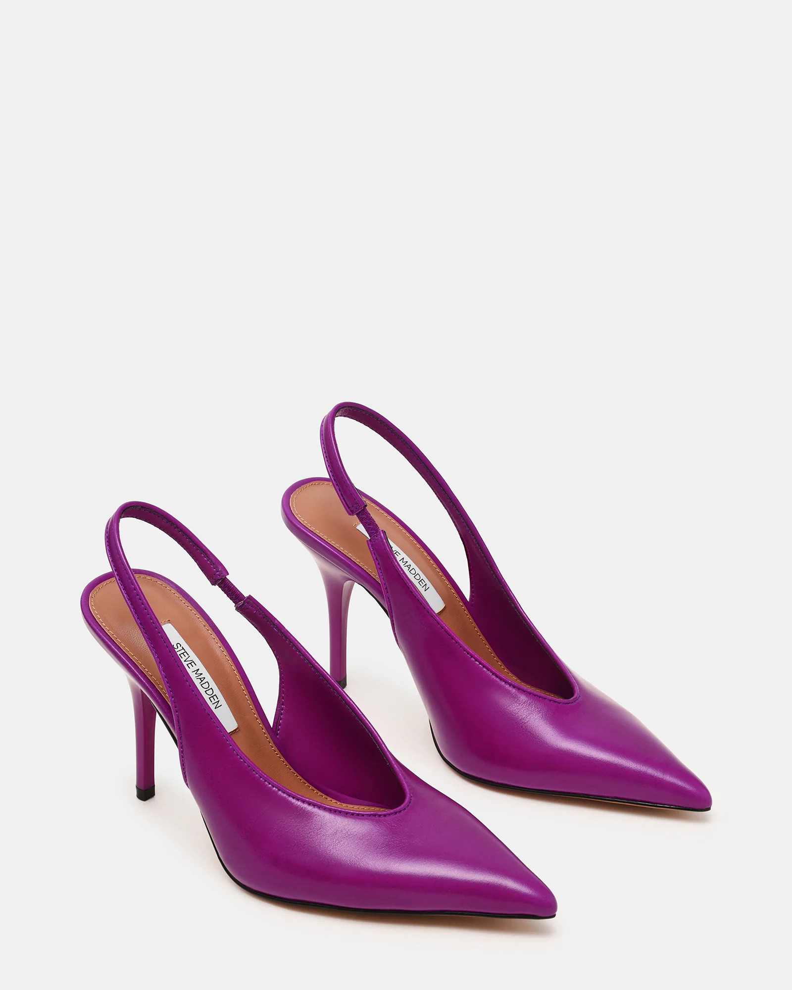 ANDROMEDA Dark Fuchsia Leather Slingback Pointed-Toe Pump Women's Heel | Steve Madden (US)