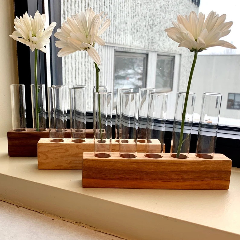 BEST SELLER! Wood Propagation Station - Five Glass Tubes - Bud Vase - Etsy | Etsy (US)