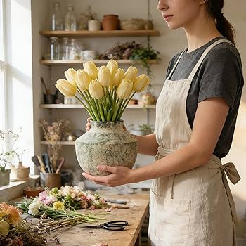 Ceramic Vase, 5.5 Inch Pottery Farmhouse Rustic Vase, Handcrafted Weathered Vases, Small Flower V... | Amazon (US)