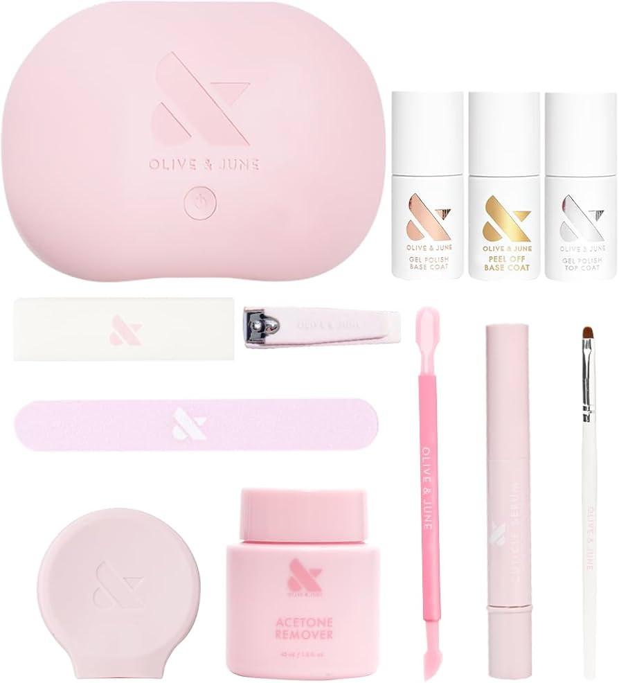 Amazon.com: Olive & June Gel Mani System Set | Includes Nail Tools, Peel-Off & Gel Base Coats, To... | Amazon (US)