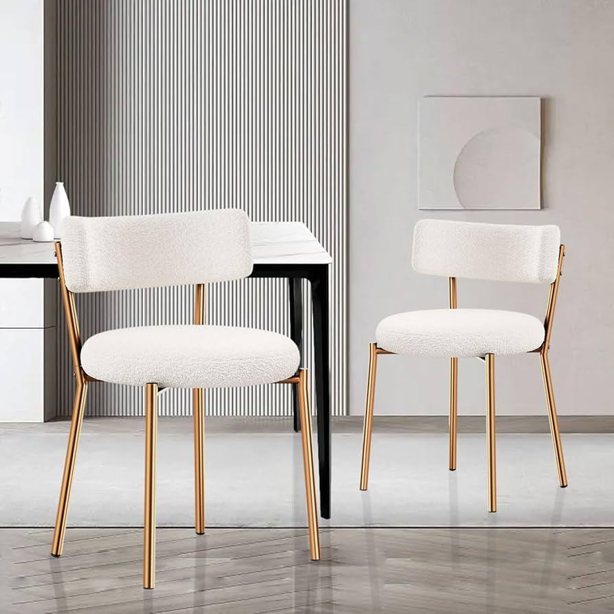 HAIZAO Boucle Dining Chairs Set of 2, Modern Round Upholstered Dining Chairs, Curved Backrest Kit... | Amazon (US)