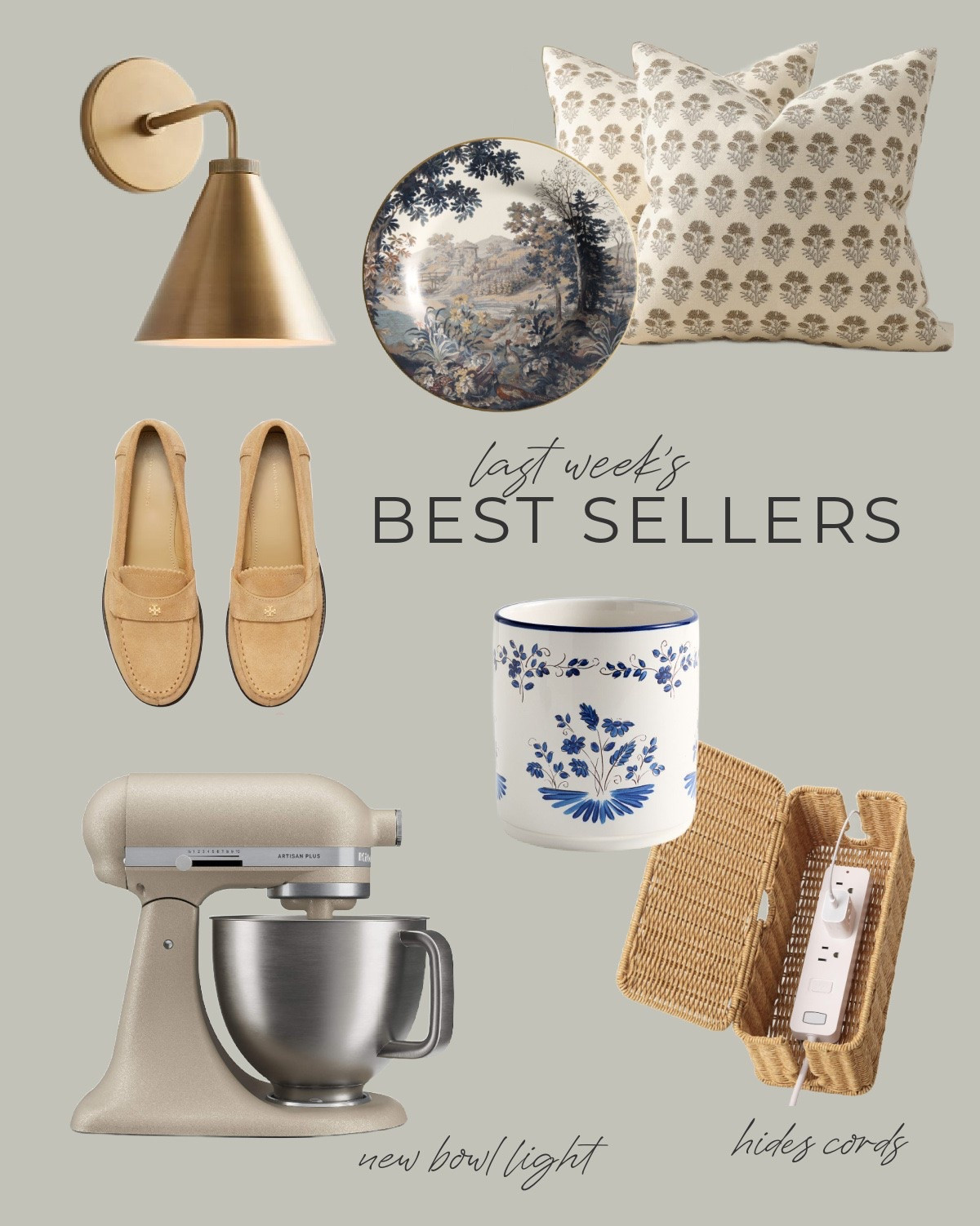 Last week’s best sellers were a mix of pretty, practical finds for home and everyday life. From warm brass lighting and botanical pillows to blue-and-white decor, comfortable suede loafers, a kitchen favourite (with new features), and a clever way to hide cords. Some currently on sale!

#LTKfall #LTKsale #LTKhome