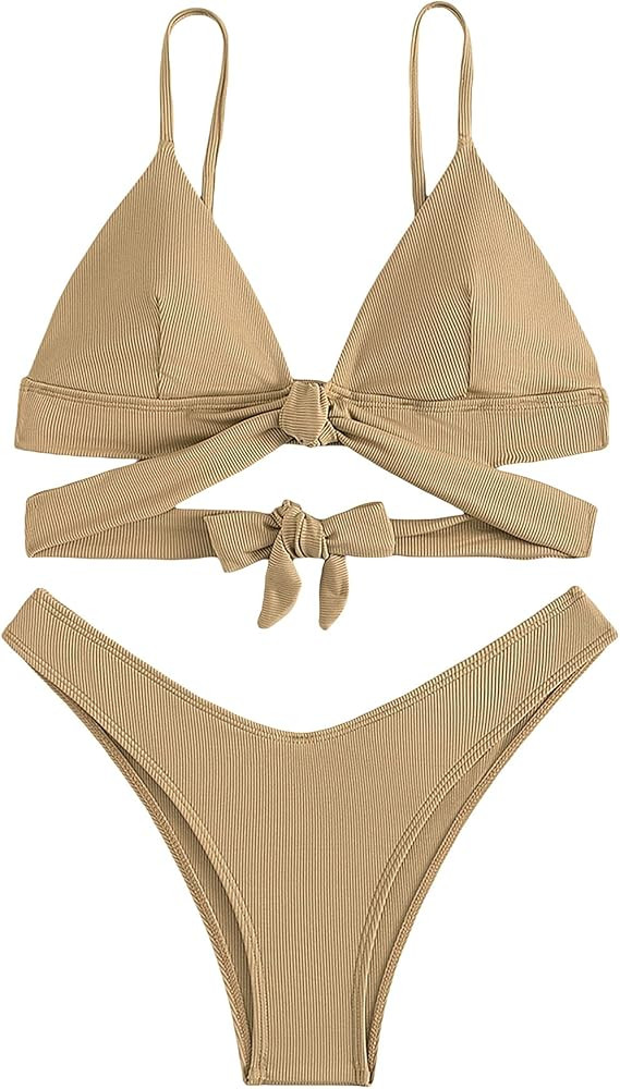 Women’s Cut Out Tie Back Knit Bikini | Amazon (US)