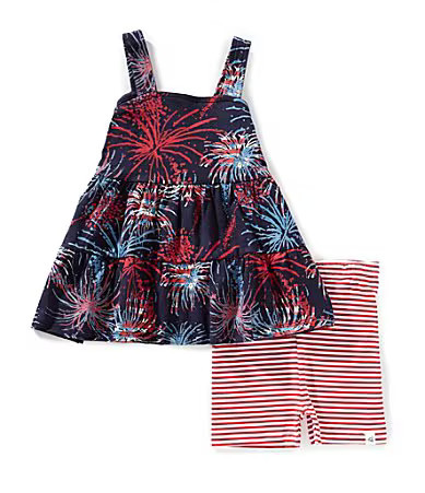 Burt's Bees Little Girls 2T-5T Sleeveless Celebrate America Racerbak Tank Top Coordinating Shorts Set - 4T | Dillard's