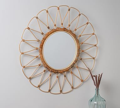 Summer Rattan Round Wall Mirror - 35" | Pottery Barn (US)