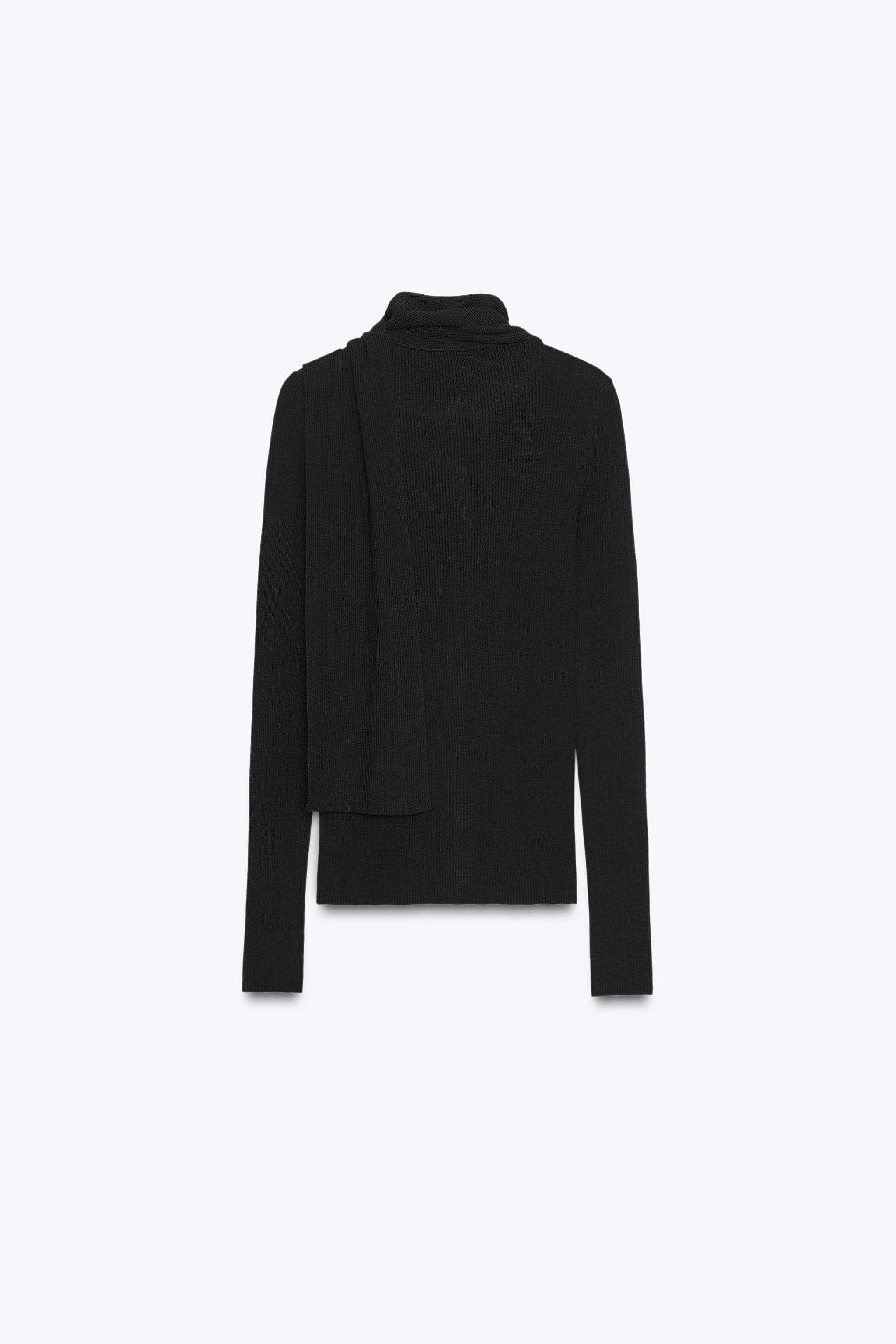 RIB KNIT CARDIGAN WITH SCARF | Zara UK