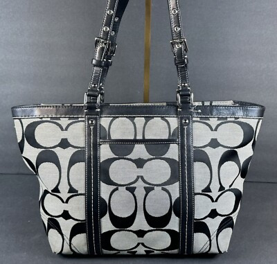 COACH Black Monogram Shoulder Tote Bag Purse Number 13097 | eBay US