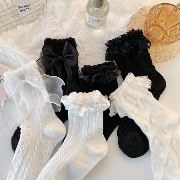 6pairs Women Bow Decor Fashion Crew Socks For Daily Life | SHEIN