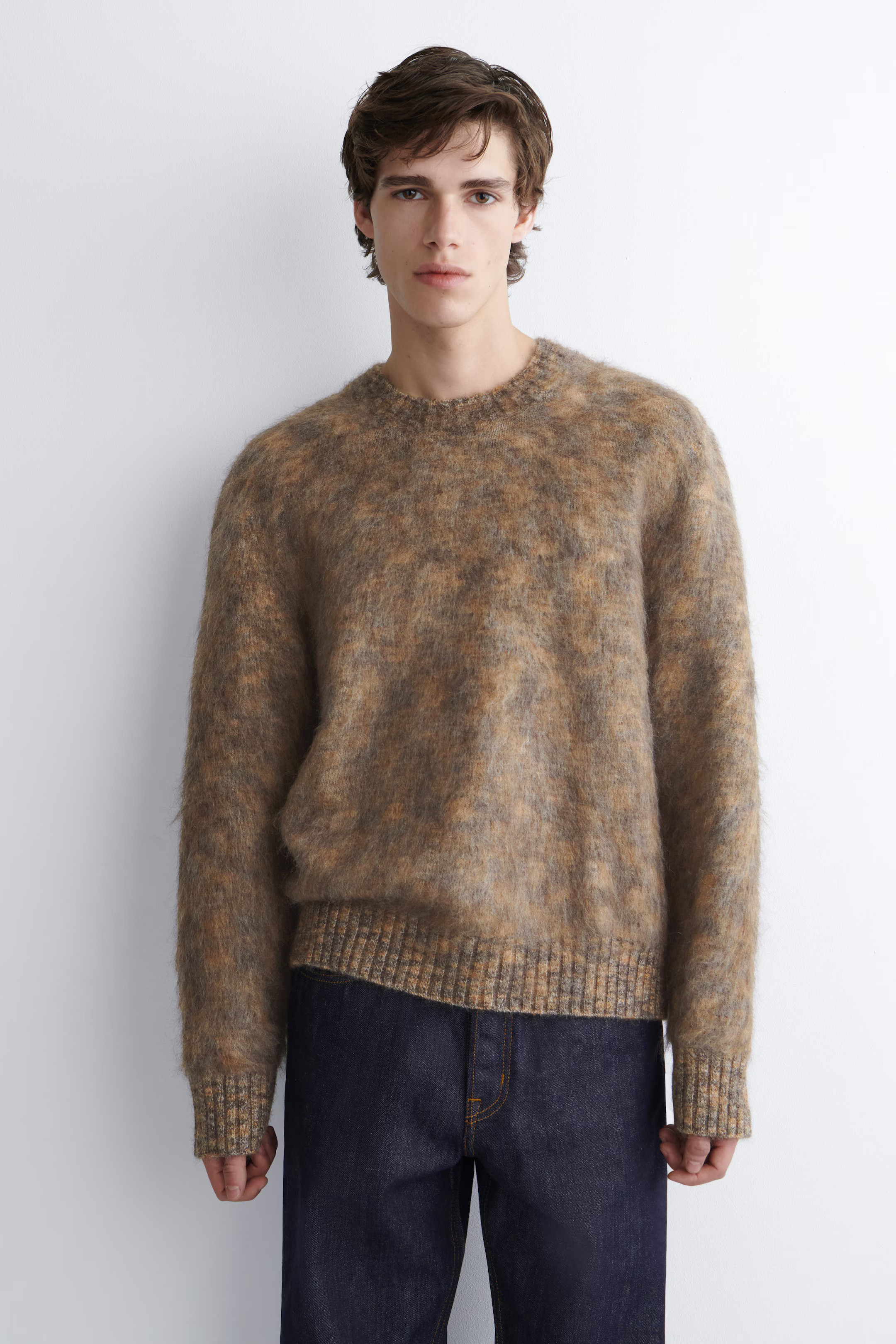 SPACE-DYED MOHAIR-BLEND CREW-NECK JUMPER - BROWN | COS DE | COS (EU)