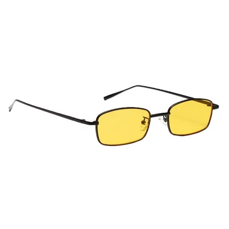 Vintage Rectangle Sunglasses Women Small Metal Frame Designer Eyewear Shades yellow | Walmart (US)