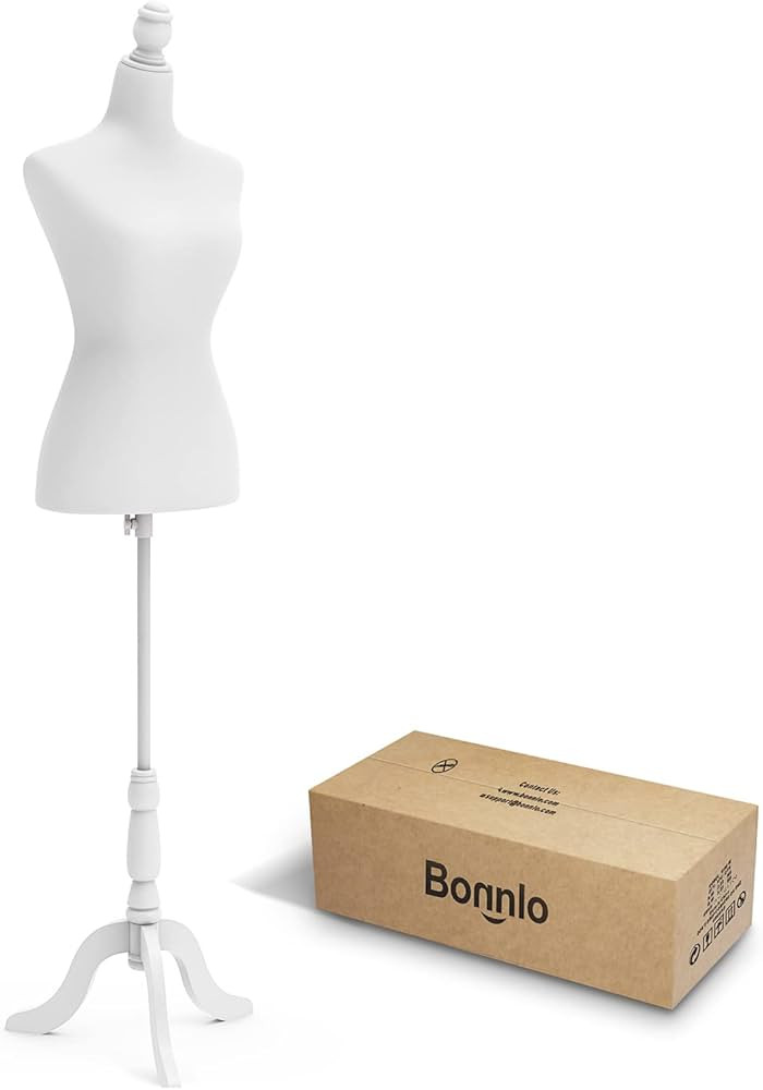 Bonnlo Female Dress Form Pinnable Mannequin Body Torso with Wooden Tripod Base Stand (White, 6) | Amazon (US)
