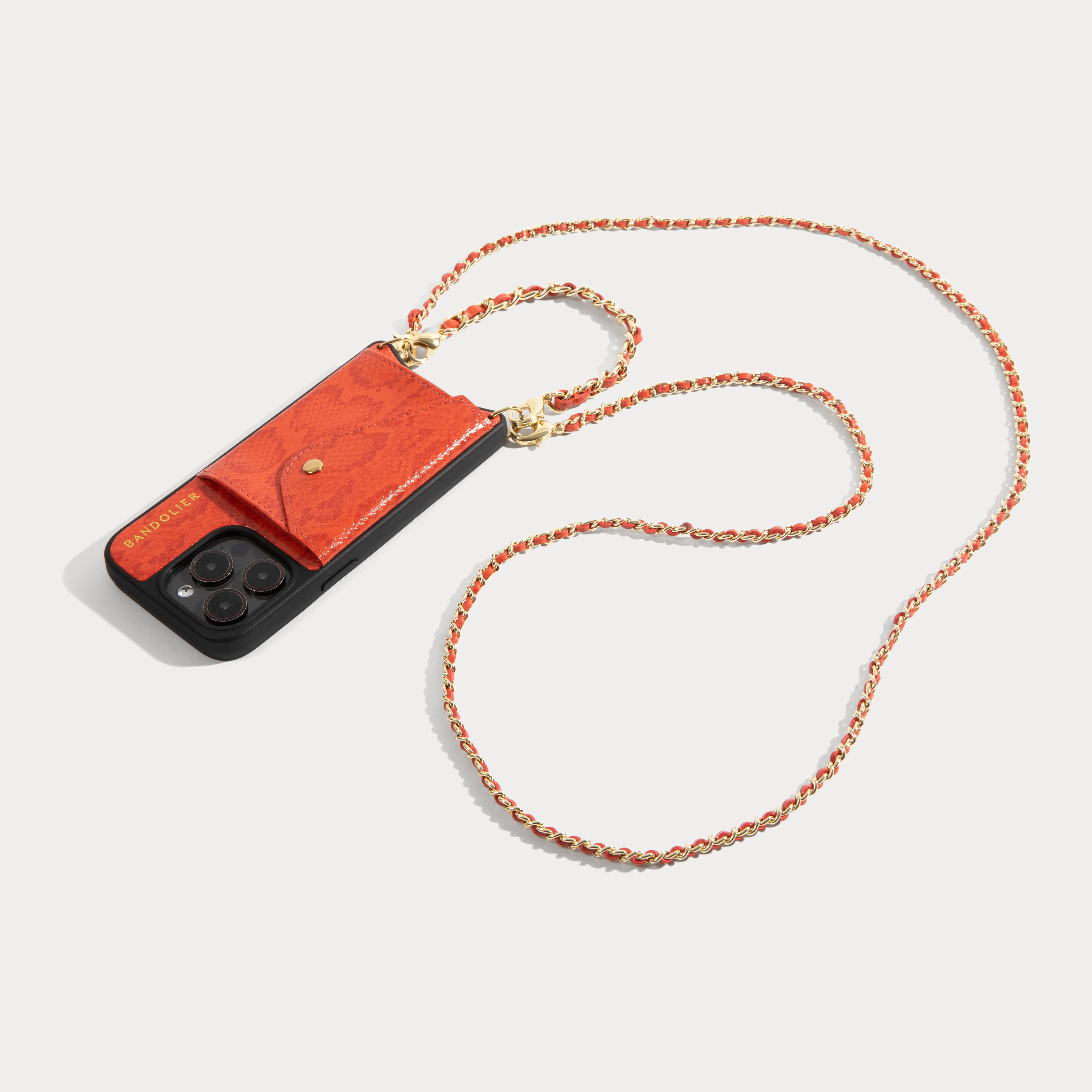 Lily Crossbody iPhone Case Set - Orange Snake/Gold | Bandolier