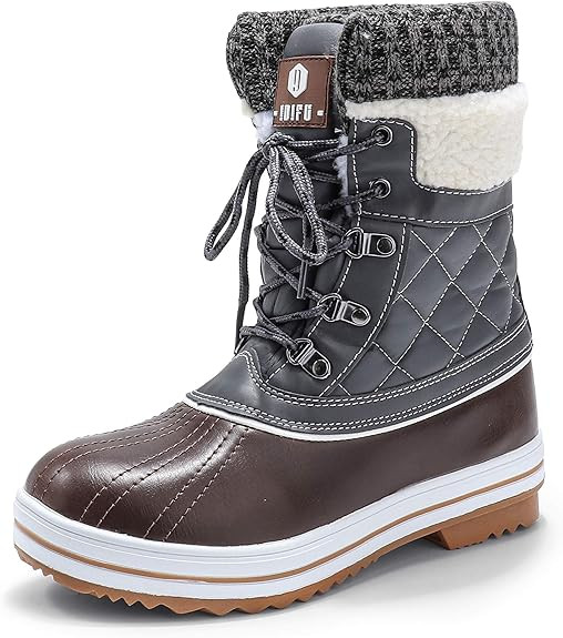 IDIFU Women's Warm Winter Snow Boots Waterproof Anti-Slip Mid-Calf Faux Fur Outdoor Shoes | Amazon (US)