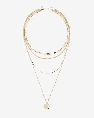Four Row Stone Pendant Necklace | Express