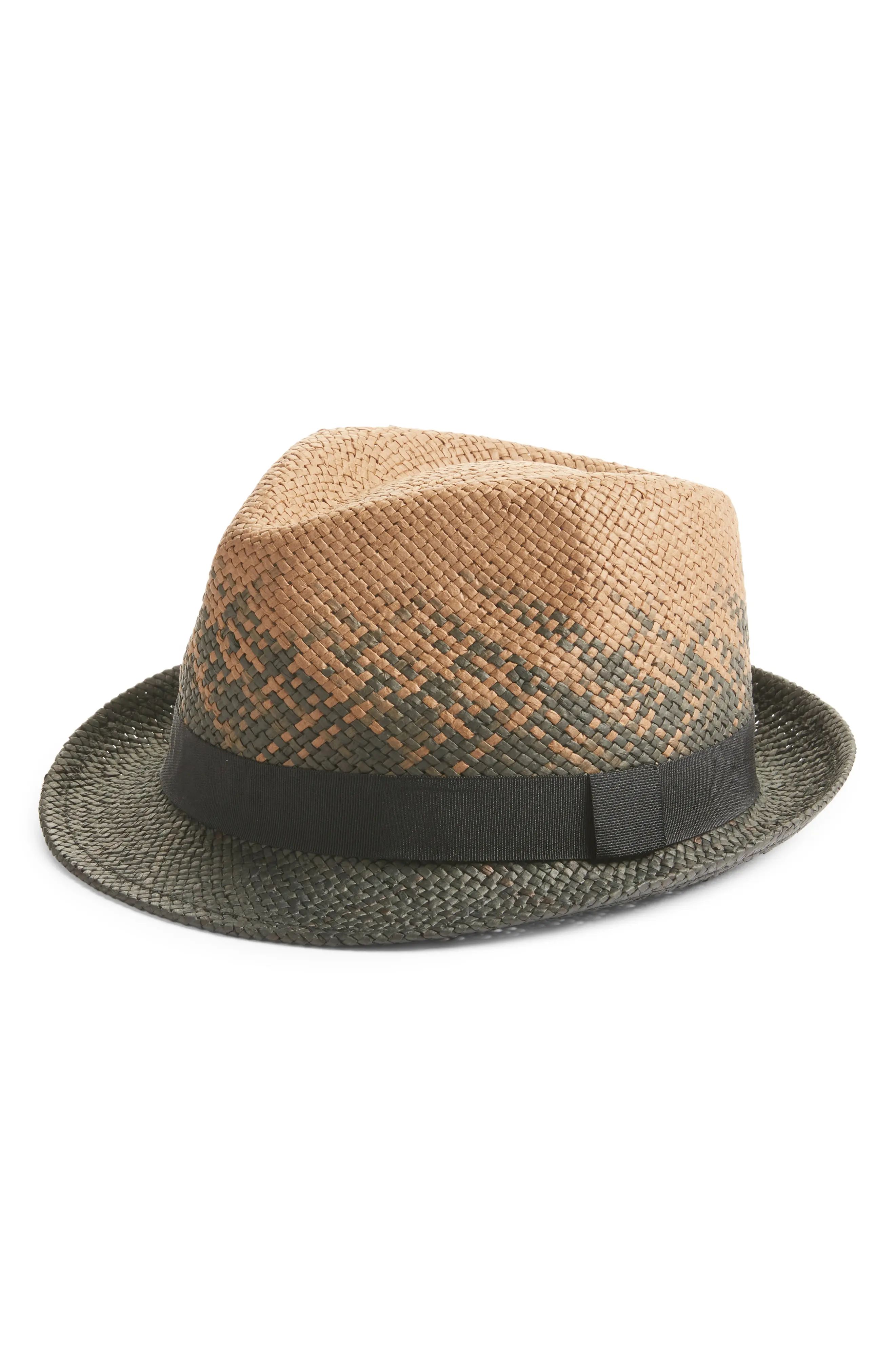 Nordstrom Ombre Bubble Crown Fedora in Black Combo at Nordstrom, Size Small | Nordstrom