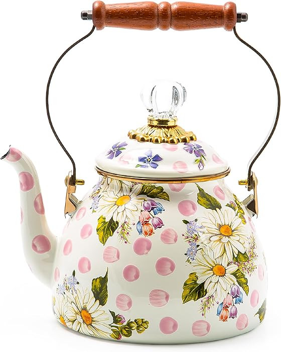 MACKENZIE-CHILDS Enamel Tea Kettle, Cute Kitchen Kettle for Stovetop, 2-Quart Capacity, Pink Wild... | Amazon (US)