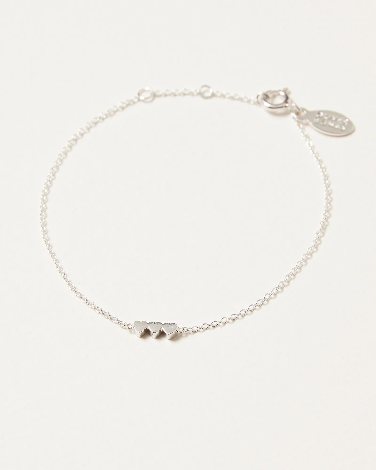 Tiny Triple Heart Silver Chain Bracelet | Oliver Bonas (Global)