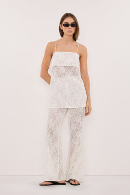 ANYA WHITE LACE WATERFALL TOP | DISSH
