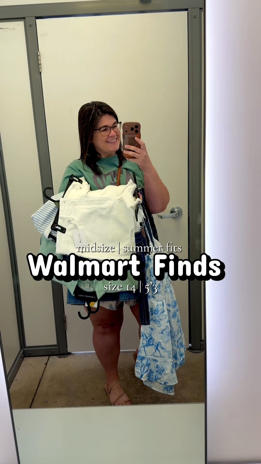 I took a bunch of Walmart pieces to the fitting room so you don’t have to 😅
Dresses, skirts, rompers + shorts on a midsize body

Not everything was a win but the GOOD pieces?? 👏 worth it
Sizing notes on each item (because some of these were questionable lol)

Green dress-large
Denim dress-XL
Skirt-14
Striped top-large
White shorts-16
Denim shorts-16
Romper-XXL