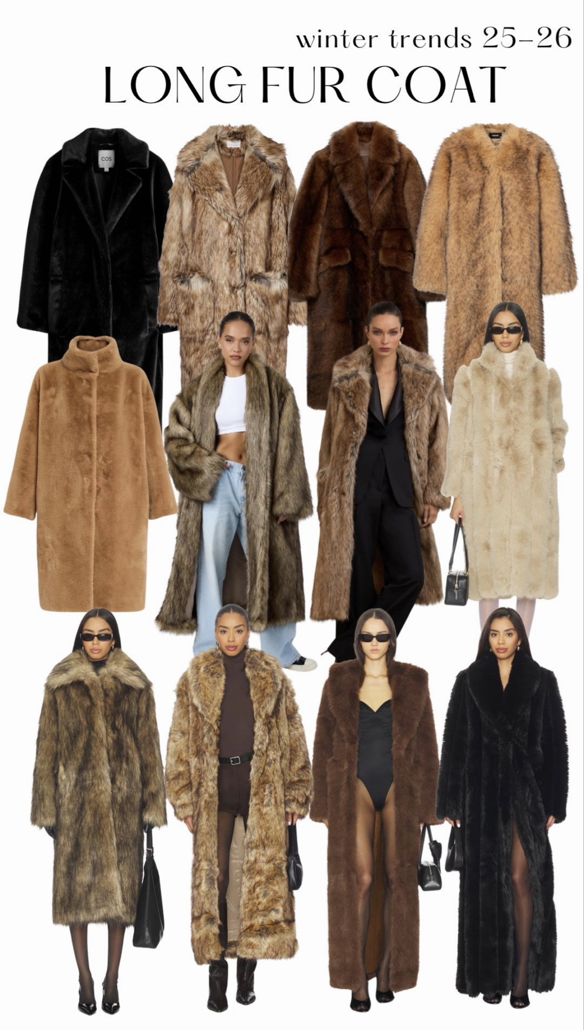 Winter 2026 trends: long fur coats. 
It’s all about the statement coat. You can wear basically anything underneath and look chic, modern and on trend. Shop faux fur coats in brown, black, beige and other trendy colors.
#fur #faux #coats #coat #long #winter #trends #brown #beige #black #white #trendy #chic #wintercoat #winteroutfit #mink 

#LTKootd #LTKWorkwear #LTKSeasonal