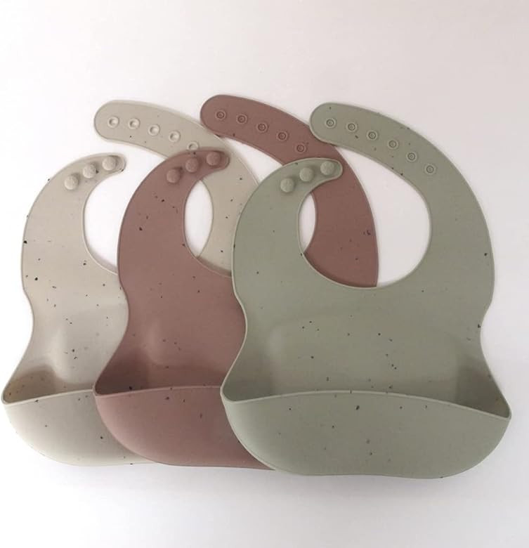 KIDSco. Set of 3 Speckled Silicone Bibs for Baby and Toddler Girls and Boys | Waterproof Baby Bib... | Amazon (US)