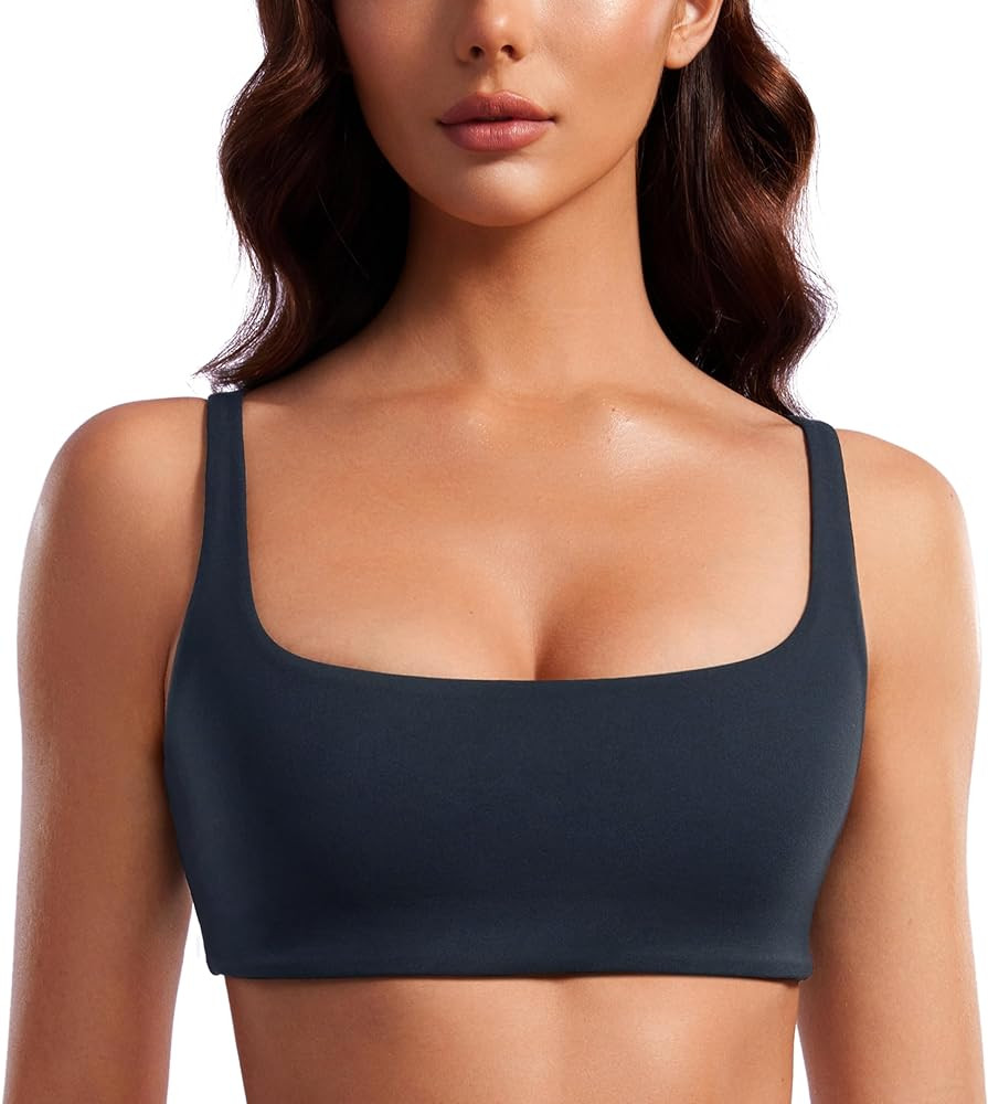 CRZ YOGA Butterluxe Spaghetti Strap Sports Bras for Women - Square Neck Yoga Wireless Bra Padded ... | Amazon (US)
