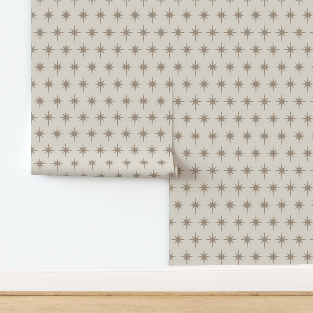 Preppy mushroom beige brown and white grandmillenial star of Bethlehem Wallpaper | Spoonflower | Spoonflower