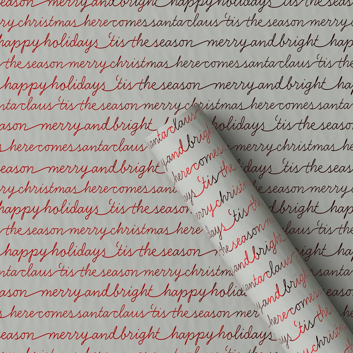 30" 20 sq ft Christmas Roll Wrap Holiday Sentiments on Gray - Wondershop™ | Target