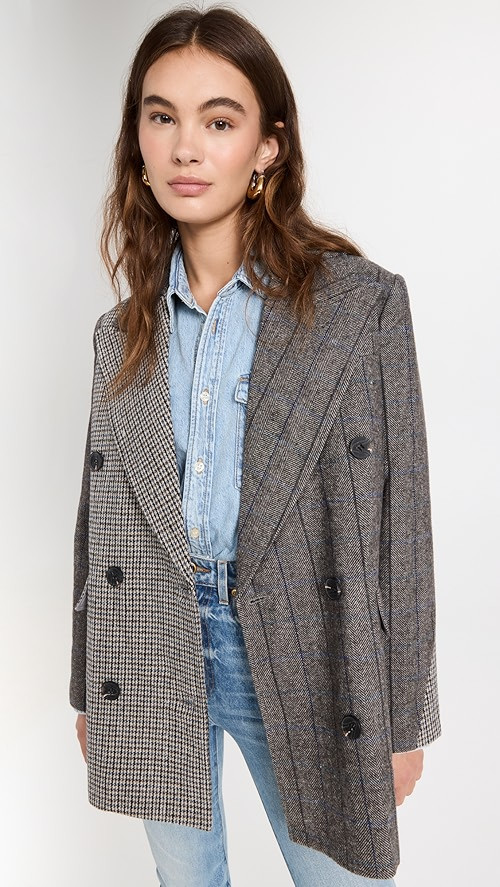 Avec Les Filles Mixed Plaid Double Breasted Blazer | SHOPBOP | Shopbop