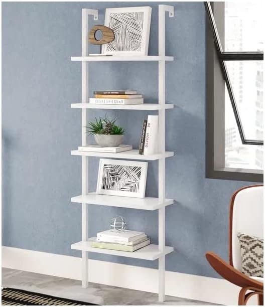 Karl home Ladder Shelf 5 Tier Wall Mounted Bookcase with Metal Frame, Open Design Shelves for Liv... | Amazon (US)