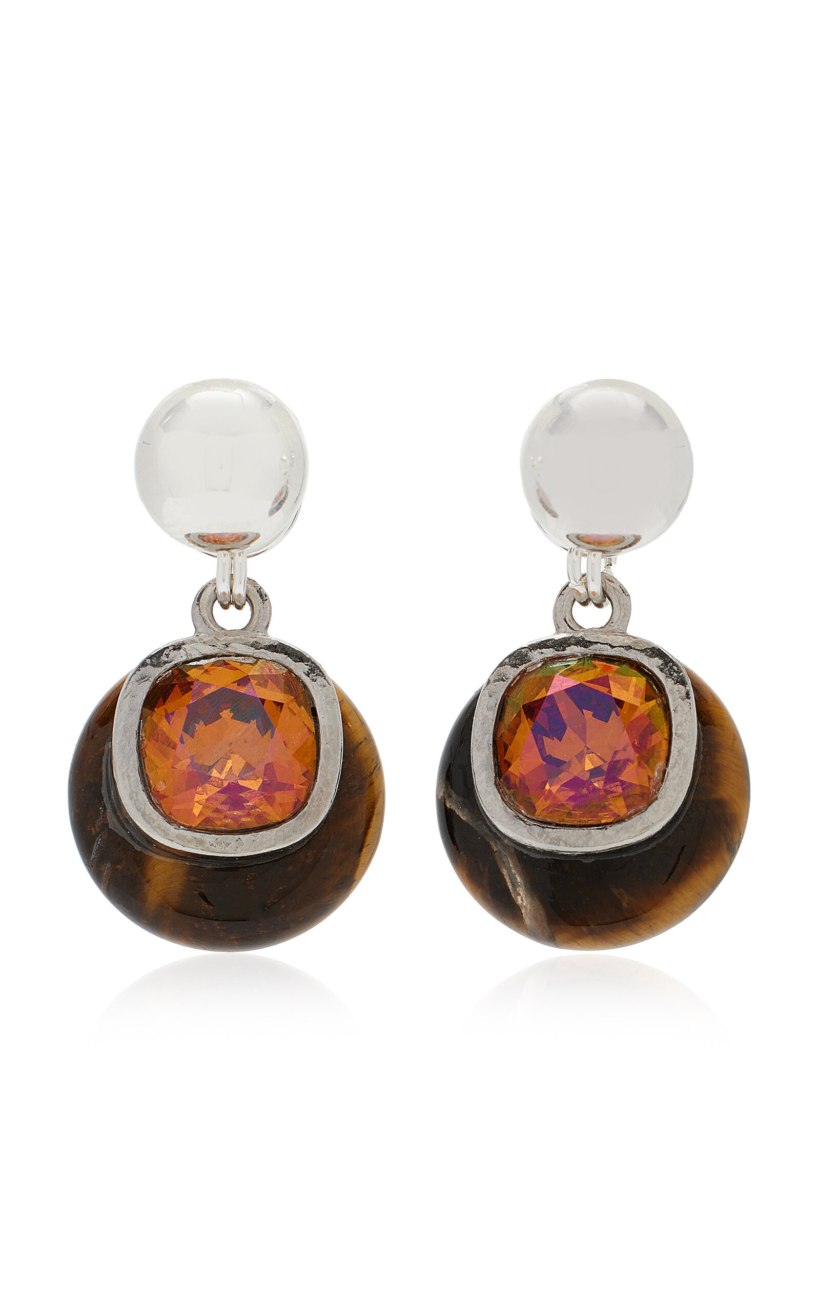 Sterling Silver Crystal and Tiger's Eye Earrings | Moda Operandi (Global)