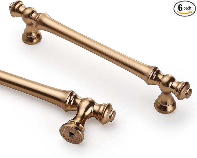 Asidrama 6 Pack 5 Inch(128mm) Champagne Bronze Kitchen Cabinet Handles,Brushed Brass Cabinet Pull... | Amazon (US)
