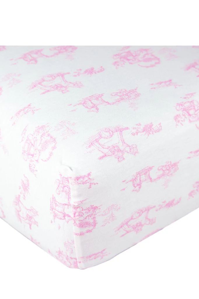 Toile Pima Crib Sheet: Pink | Loozieloo
