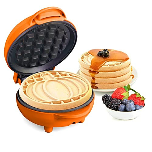 Nostalgia Mymini personal electric pumpkin waffle maker orange | Amazon (US)