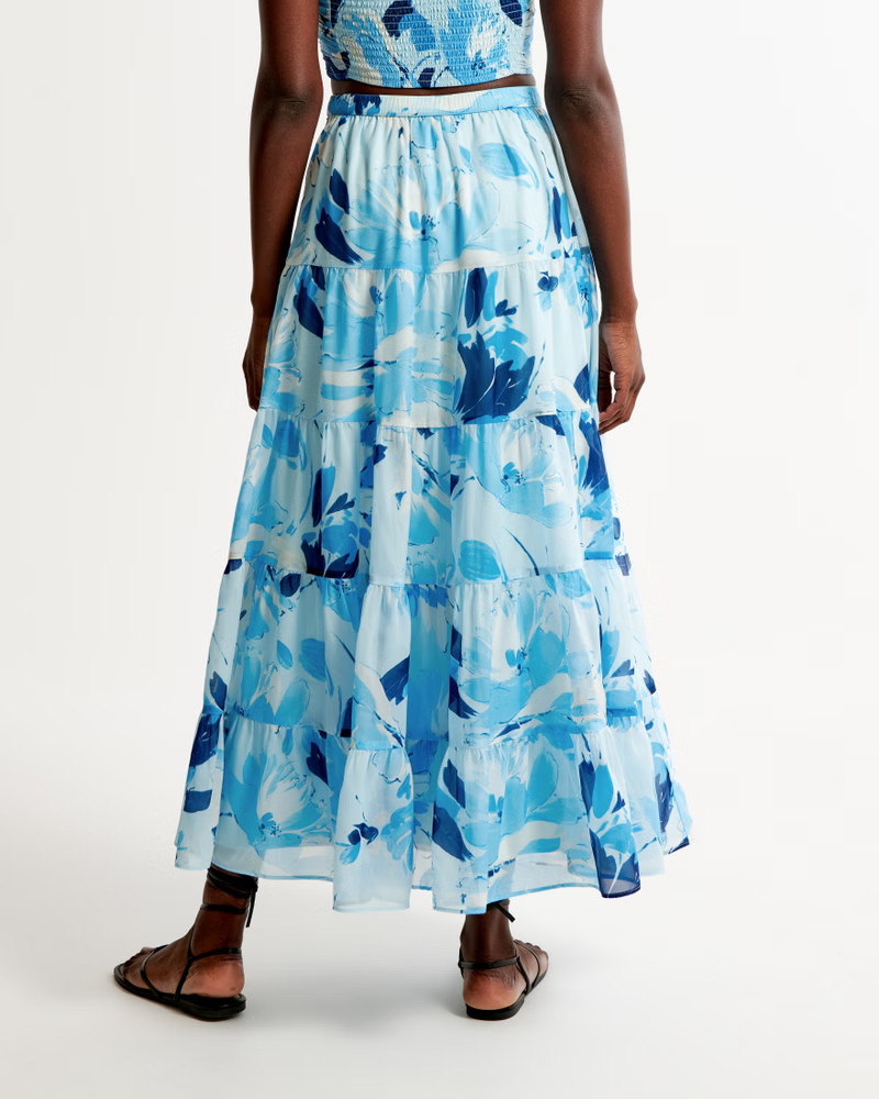 Flowy Tiered Maxi Skirt | Abercrombie & Fitch (US)