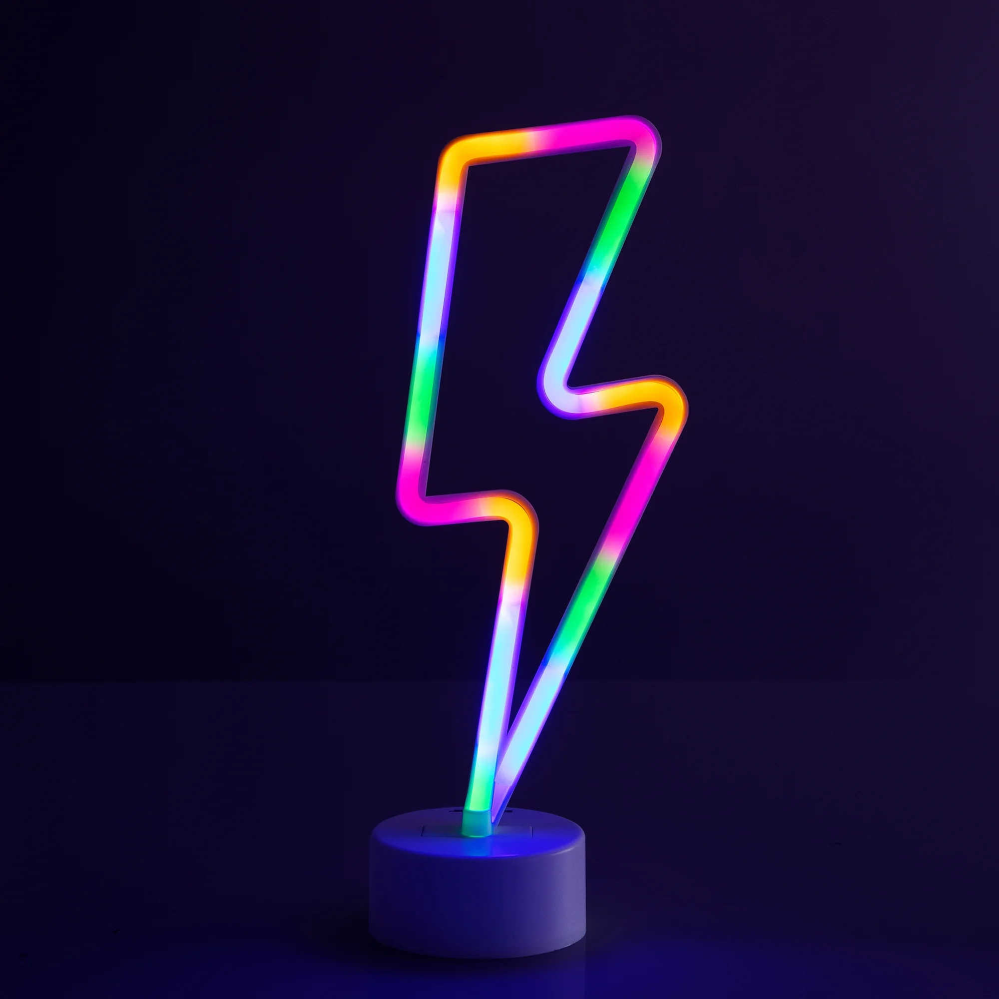 BrightSide 13" Lightning Shaped LED Neon Table Light, Multicolor, Battery-Powered | Walmart (US)