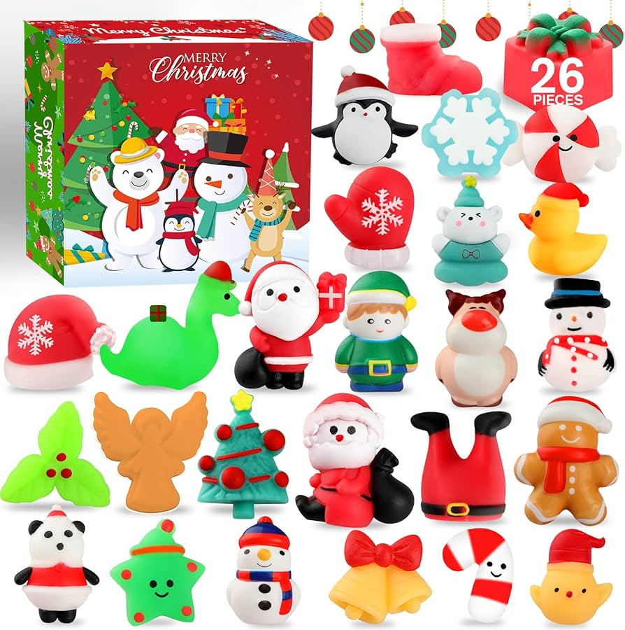 Christmas Squishy Toys, 26 PCS Squishies Toys for Kids, Mochi Fidget Stress Relief Toy Bulk for S... | Amazon (US)