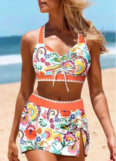New In
        MODLILY® Patchwork Floral Print Orange Bikini Set | modlily.com
