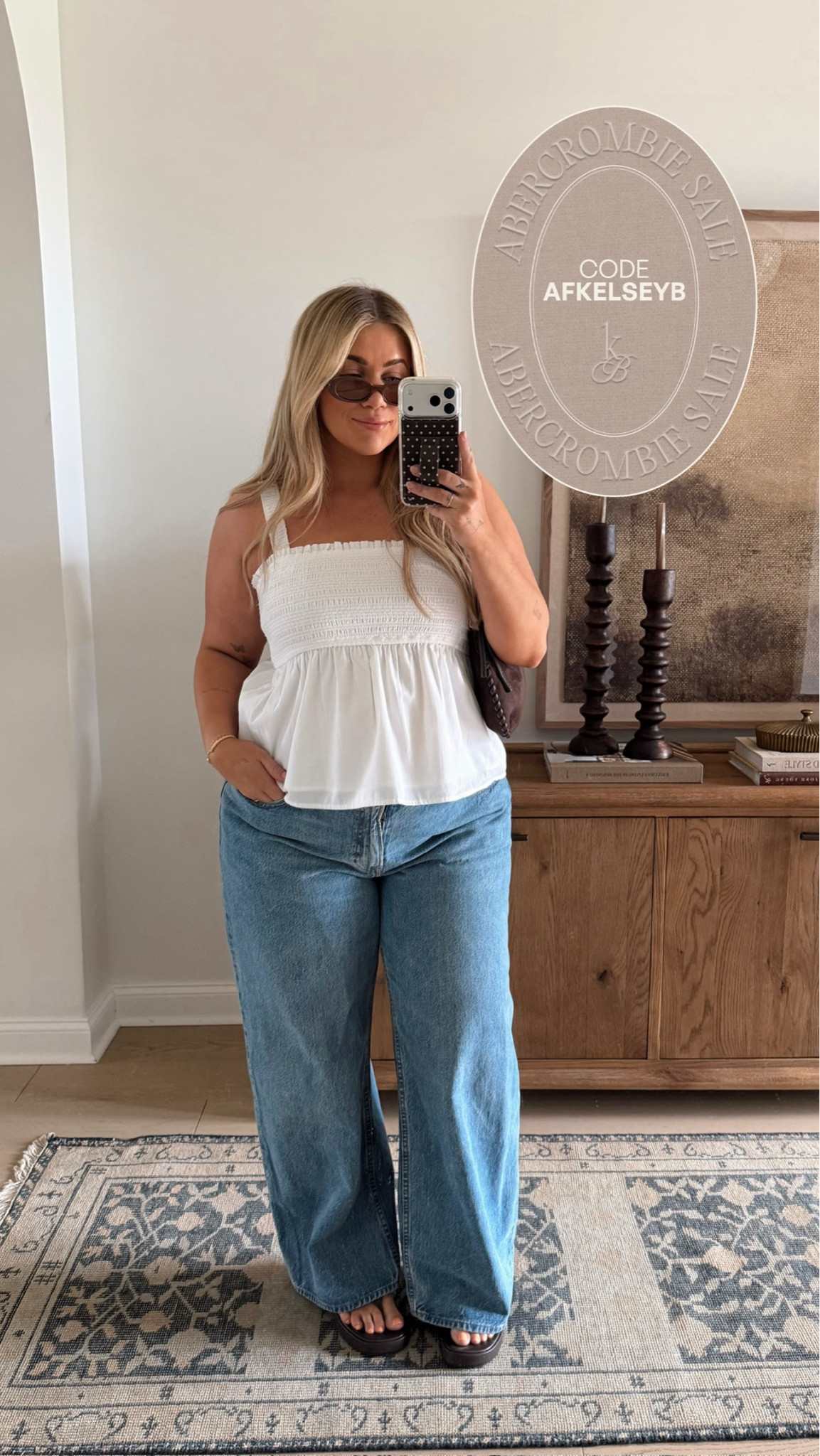 Abercrombie sale plus my code is live ‘AFKELSEYB’ 🤎 I got a large in this top and 34 in jeans

#LTKSaleAlert #LTKMidsize #LTKmomlife