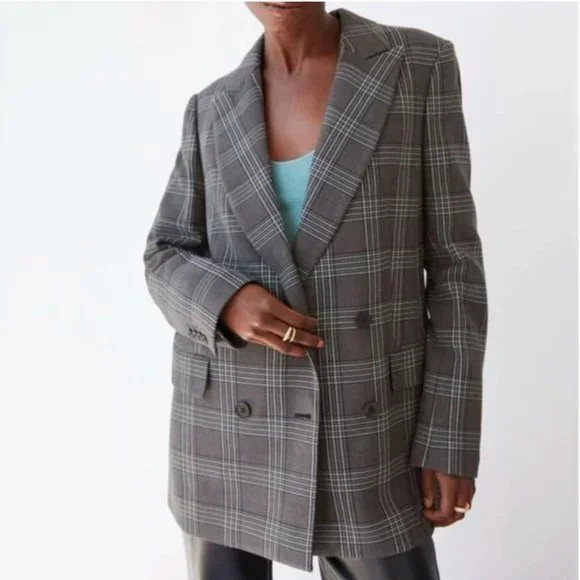 Aritzia Wilfred Margaux Blazer Plaid double-breasted blazer -  Size 0/XS | Poshmark