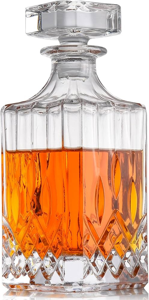 Flybold Whiskey Decanter with Glass Stopper - Vintage Bourbon Decanter for Wine | Vodka | Brandy ... | Amazon (US)
