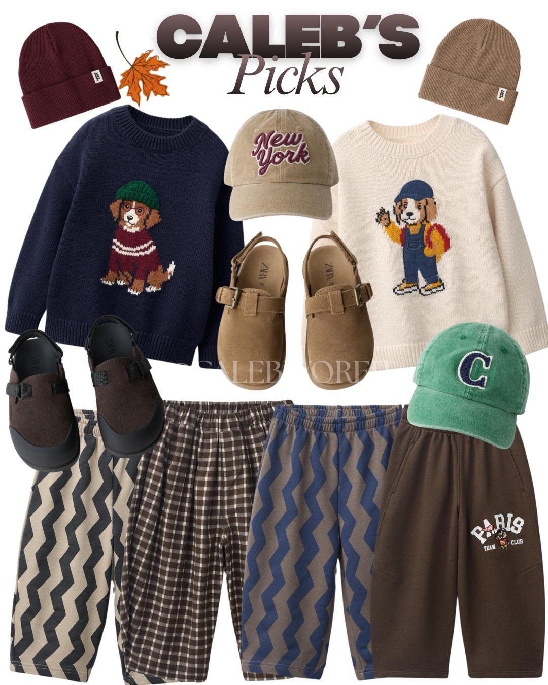 Zara New In favourites:

Navy jumper 2756/672/401
Beige jumper 2756/671/712
Green C cap 5213/795/500
New York cap 5213/794/751
Burgundy hat 4701/699/971
Brown hat 4701/699/707
Beige and black wavy trousers 7878/578/085
Brown check print trousers 6138/194/717
Brown and blue wavy trousers 7878/578/049
Brown barrel joggers 3854/508/700
Brown and black clogs 7509/830/700
Tan leather clogs 7500/830/183

I also linked some similar items! 
#zara #zarakids #kidsclothes #boystyle #boymom

#LTKkids #LTKautumn #LTKstyletip