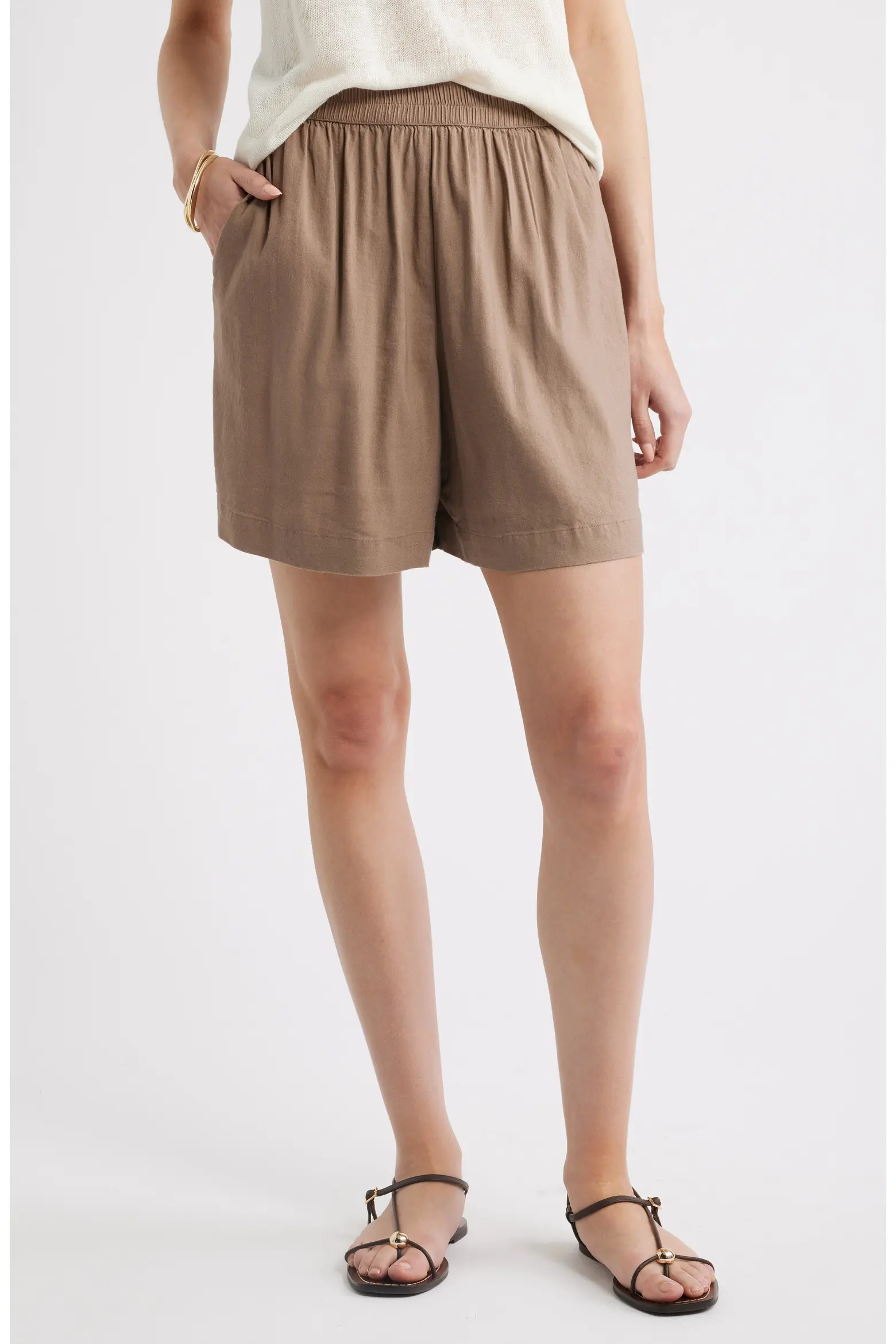 Pull-On Linen Blend Shorts (Women) | Nordstrom | Nordstrom