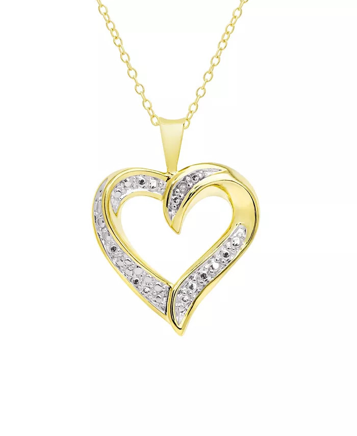 Diamond Accent Gold-plated Open Heart Pendant Necklace | Macy's